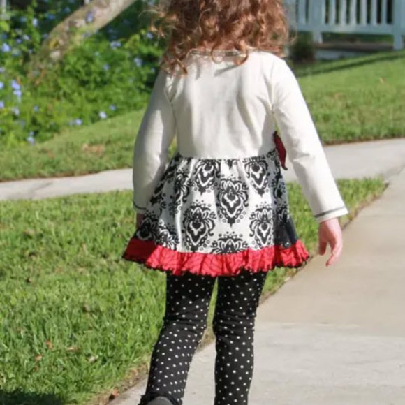 Damask & Polka Dot Ruffle Dress Set - Picture 2 of 9